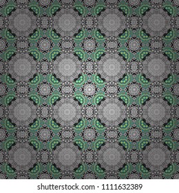 Vector oriental style in brown, blue and gray colors. Seamless pattern in ethnic traditional style. Abstract vintage pattern with decorative tiles pattern.