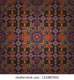 Vector oriental style in brown, red and neutral colors. Seamless pattern in ethnic traditional style. Abstract vintage pattern with decorative tiles pattern.