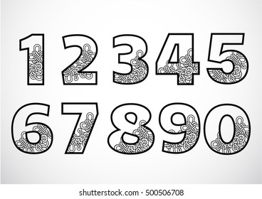 Vector of Oriental Style Number. Traditional Chinese style.
