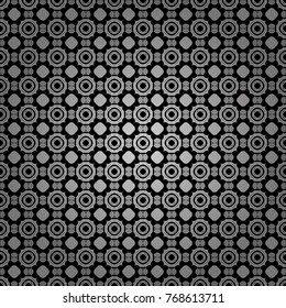 Vector oriental style in white, gray and black colors. Seamless pattern in ethnic traditional style. Abstract vintage pattern with decorative tiles pattern.