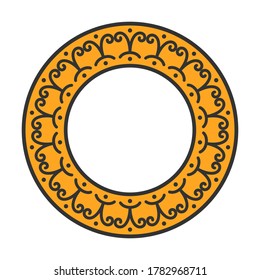 Vector oriental-style circular border. Circular tribal ornament. Black ornament isolated on white background. Wreath with ethnic symbols isolated on a white background. Oriental ornament