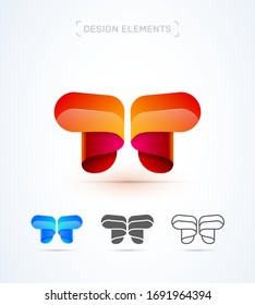 Vektorillustration Origami abstrakte Buchstaben T Logo Design Vorlage. Material, fließend, flach. App-Symbol