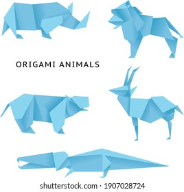 vector origami african animals paper 