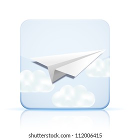 Vector origami airplane icon on white background. Eps 10