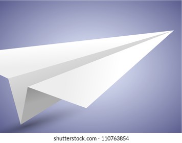 Vector origami airplane on blue background. Eps 10 illustration