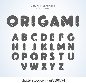 Vector origami alphabet. Flat letters collection