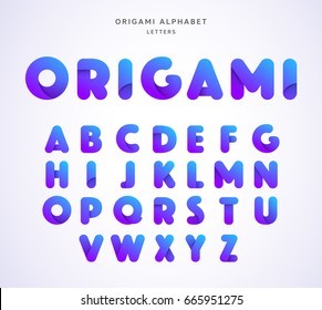 Vector origami alphabet. Letter collection