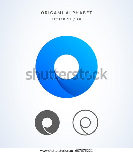 Vector origami\
alphabet. Letter O logo\
template