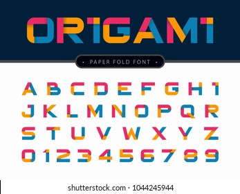 Vector of Origami Alphabet Letters and numbers, Modern Colorful Paper fold stylized fonts, Minimal Letters set for decoration, funny, cute, paper craft, design