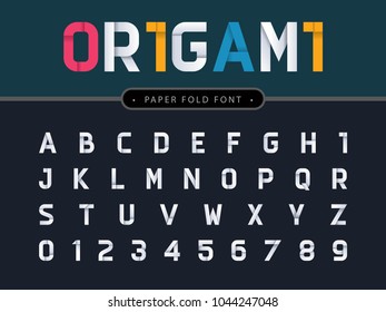 Vector of Origami Alphabet Letters and numbers, Modern white Paper fold stylized fonts, Minimal Condensed Letters set for decoration, funny, cute, paper craft, design