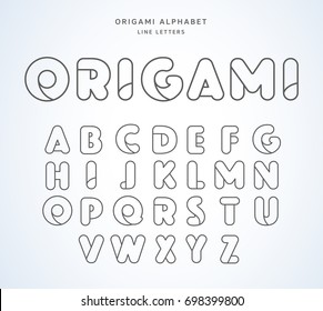 Vector origami alphabet. Line letters collection