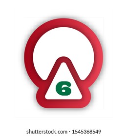 Vector origami alphabet. Number 6 (six) logo template. Material design, flat, line, glossy, twisted style