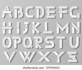 VECTOR ORIGAMI ALPHABET STYLE WITH SHADOWS WHITE