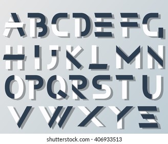 VECTOR ORIGAMI ALPHABET STYLE WITH SHADOWS BLUE AND WHITE