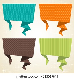 Vector origami background. Banner and speech bubbles.