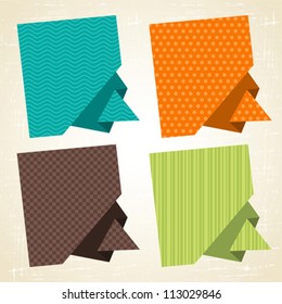 Vector origami background. Banner and speech bubbles.