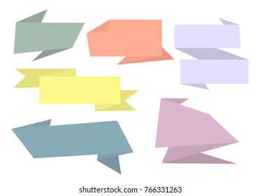 Vector origami banners. Set of paper banners
