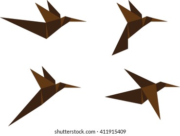 Vector origami birds icons set