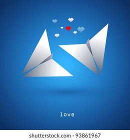  vector origami butterfly Wedding card. Love