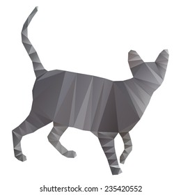 Vector origami cat triangle style isolated