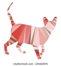 Vector origami cat triangle style isolated