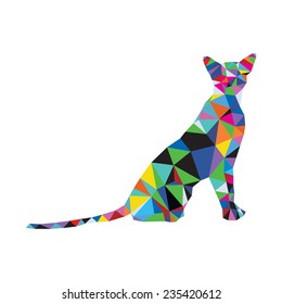 Vector origami cat triangle style isolated
