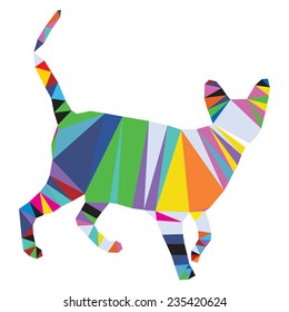 Vector origami cat triangle style isolated