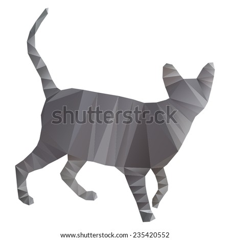 Vector Origami Cat Triangle Style Isolated Stock Vector