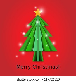 Vector Origami Christmas Tree Background