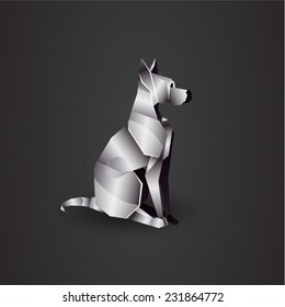 vector origami chrome dog. Great Dane