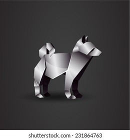 vector origami chrome dog. Laika