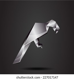 vector origami chrome parrot