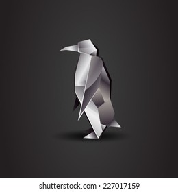 vector origami chrome penguin