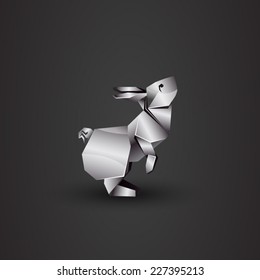 vector origami chrome rabbit