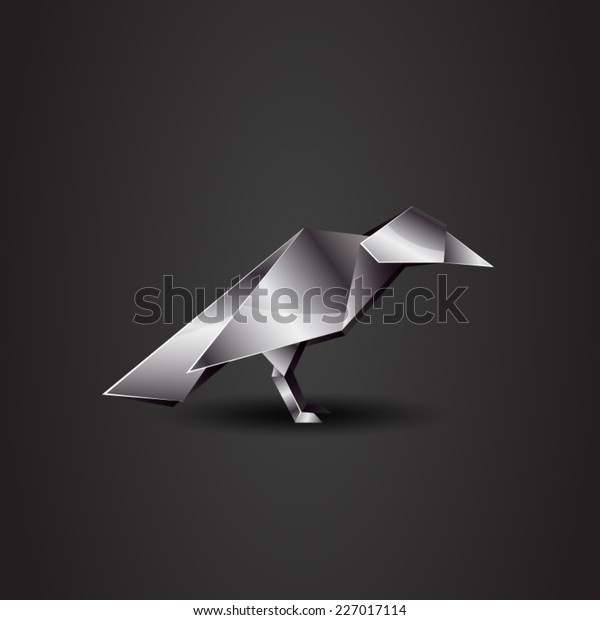 Vector Origami Chrome Raven Stock Vector Royalty Free