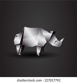 vector origami chrome rhino