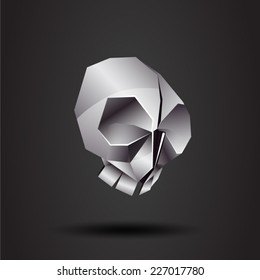 vector origami chrome skull