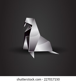 vector origami chrome walrus