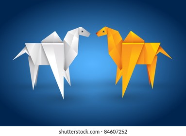 Vector origami couple camel