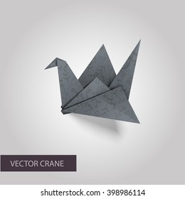 Vector origami crane. Paper design.