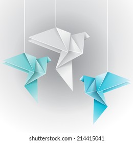 Vector origami different color dove