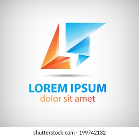 vector origami dual icon, logo isolated