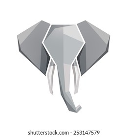 vector origami elephant head icon, logo isolated