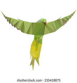 Vector origami flying parrot isolated