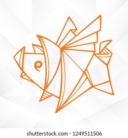 Vector Origami Flying Pig. Geometric Icon of Paper Piglet with Wings on White Background. Abstract Symbol of Animal for Stickers, Emblem or Chinese New Year 2019 Decoration. Cute graphic tattoo images