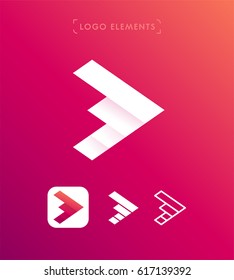 Vector Origami Forward Arrow Logo Design Template Set. App Icon