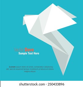 Vector origami geometric white peace dove on the blue sky background