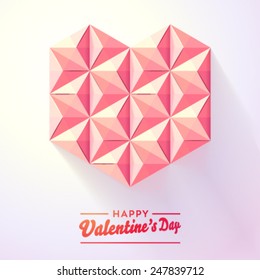 Coração origami vetorial feito de pirâmides de papel