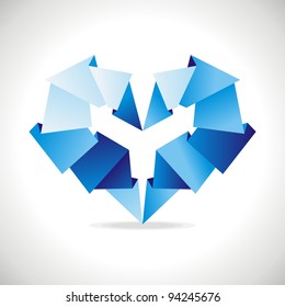 vector origami heart on white background. Vector illustration