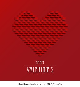 Vector origami heart of red tones, St. Valentine's day.